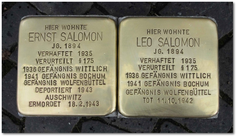 Stolpersteine erinnern an die Brder Ernst und Leo Salomon