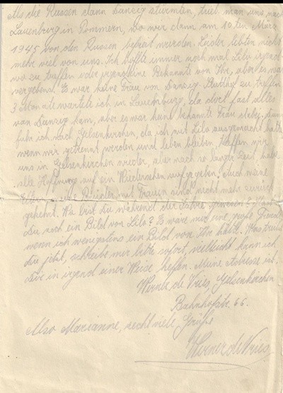 Brief von Werner de Vries,vom 8. Juli 1946