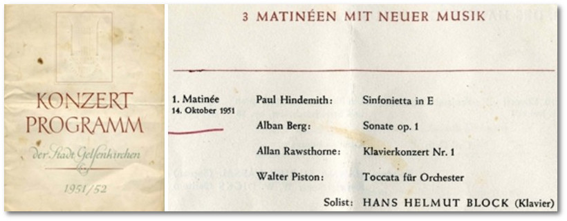 Concert program, city of Gelsenkirchen 1951/52