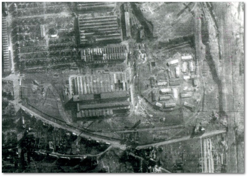 Luftbild KZ_aussenlager Buchenwald, damalige Brellstrasse in Bochum, 1945