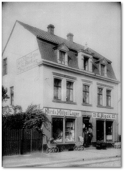 Das erste Mbelgeschft der Familie Gumpel Block in Gelsenkirchen, Schalker Strasse 75, um 1900
