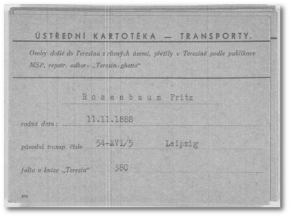 Fritz Rosenbaum, Deportation nach Theresienstadt