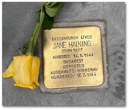 Stolperstein erinnert in Edingburgh an Jane Haining